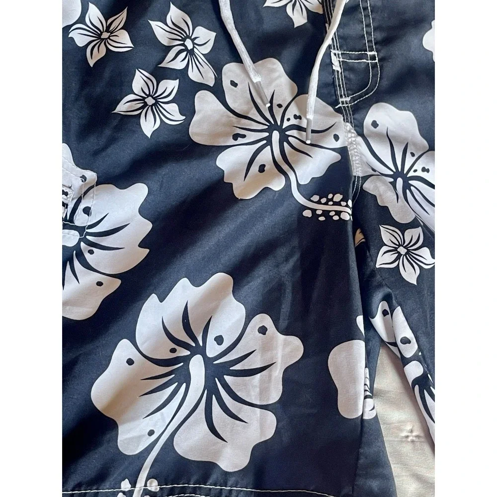 OP navy blue & white floral tropical swim trucks size medium
